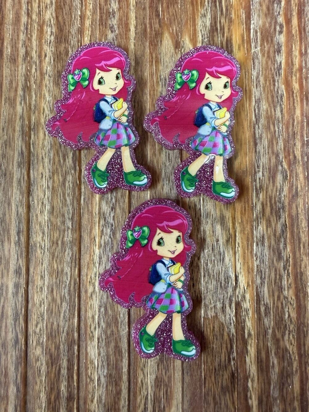 3 Pc Strawberry Shortcake Acrylic Flatbacks